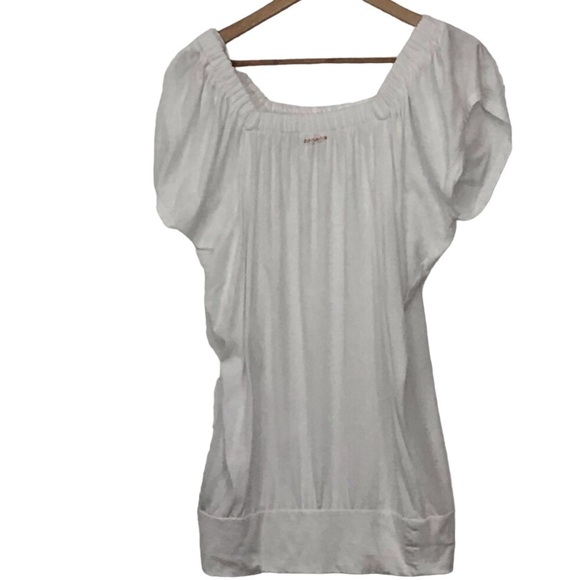 Dkny Cover up sweater woven white top jersey Over size white lousse  shirt tunic - Picture 1 of 6